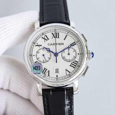 Cartier VSRO0002 7750 Movement 316L Steel Italian Calfskin Black Bracelet Watch